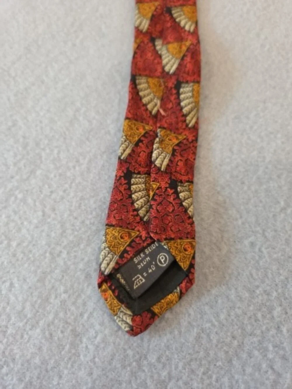 Ermenegildo Zegna Men's Red/Orange Playful Pattern Luxury Silk Tie 4.0x59